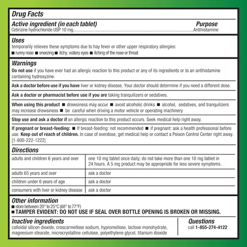 Vista 3 de Amazon Basic Care - Pastillas All Day Allergy de 10 mg de diclorhidrato de cetirizina, antihistamínico, 365 comprimidos