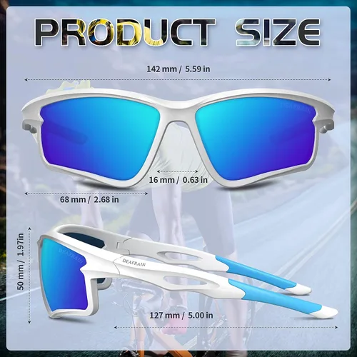 Vista 3 de Lentes de sol deportivos polarizados para hombres y mujeres, ciclismo, correr, conducir, pesca, TR90, marco irrompible, protección UV
