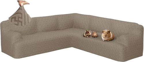 Vista 31 de Fundas para sofá seccional en forma de L de 1 pieza, fundas de esquina elásticas para sofá, funda de sofá antideslizante, lavable, fundas de sofá