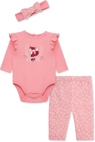 Vista 8 de Little Me Conjunto de 3 piezas para bebé, 100% algodón, body con diadema y pantalón a juego, de 3 meses a 24 meses