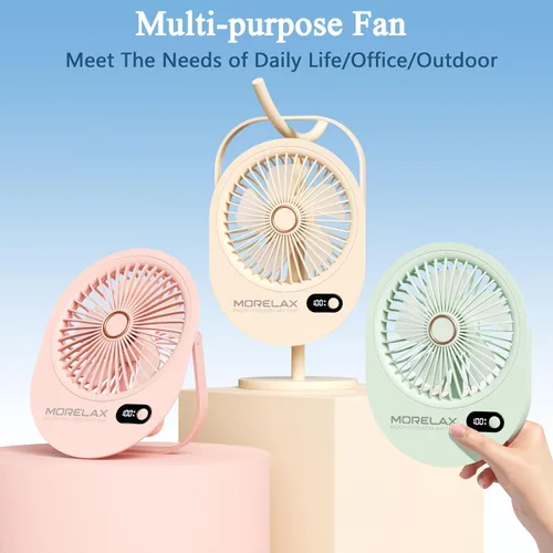Vista 9 de Ventilador de escritorio USB, ventilador portátil pequeño y silencioso recargable, plegable en 180°, 6 velocidades, ventiladores de mesa de viento