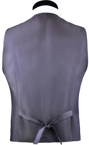 Vista 3 de GUSLESON Chalecos de traje con cuello en V para hombre, color sólido, formal, ajustado, chaleco de negocios