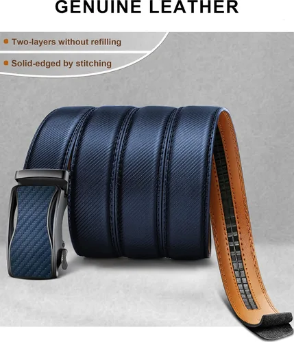 Vista 2 de KEMISANT Cinturón de trinquete para hombre, 2 unidades, cinturón deslizante para hombre, vestido casual, pantalones Oxfords 1 38 pulgadas