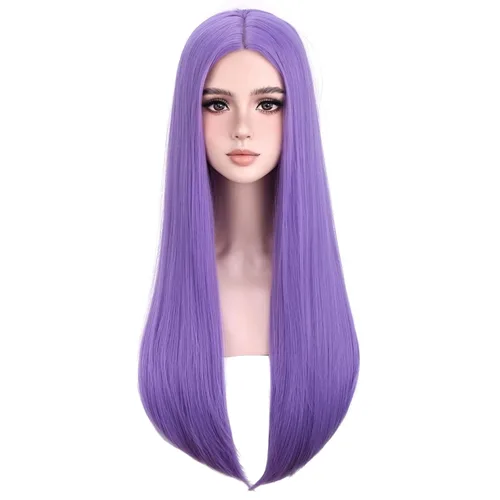 Vista 9 de Beron Peluca de pelo largo recto de 20" para disfraz de cosplay con gorro de peluca (naranja oscuro)