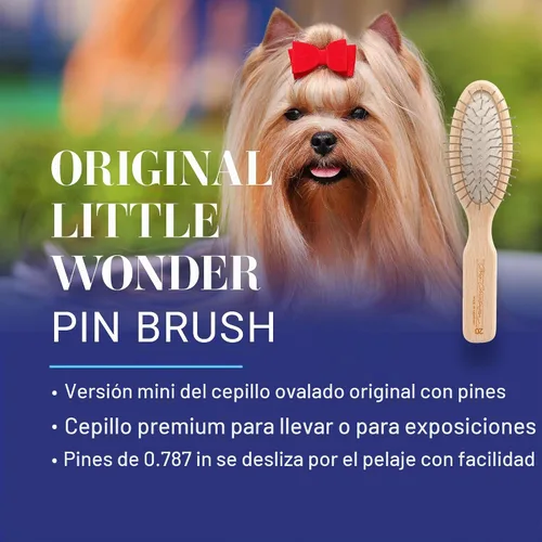 Vista 2 de Cepillo para perros Chris Christensen, 14.6 cm x 3.2 cm Little Wonder Pin Brush (20mm), Serie Original, Asea como un profesional, pines de acero
