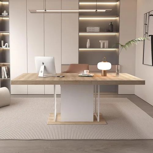 Vista 15 de SSLine Mesa de comedor rectangular extensible de 35 a 118 pulgadas, mesa de reuniones de conferencias súper larga para 6, 8, 12 personas, mesas