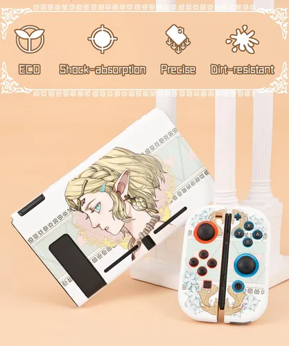 Vista 3 de PAWSWORLD Funda protectora para Switch Zelda, funda de interruptor acoplable suave para Nintendo, funda Joycon funda desmontable para interruptor