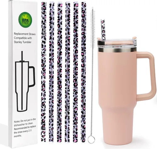 Vista 7 de Pajitas reutilizables para reemplazo de Stanley Cup, pajita larga de plástico de 12 pulgadas para vasos de 40 30 oz, pajitas duras coloridas