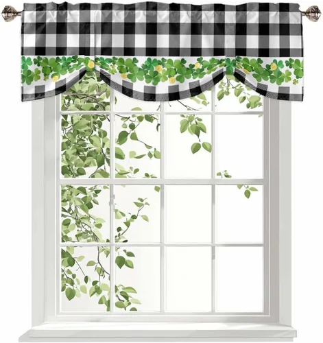 Vista 17 de Cenefas de girasol para ventanas de cocina, cenefa de cortina de granja, cortinas cortas de girasol de acuarela, cenefas con bolsillo para barra