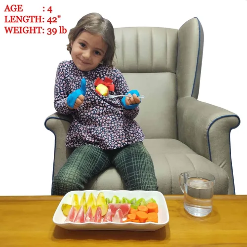 Vista 4 de OFFA Tope de succión de pulgar para niños (de 3 a 6 años) – El kit incluye 2 guantes disuasorios para chupar el pulgar (azul) y folleto guía