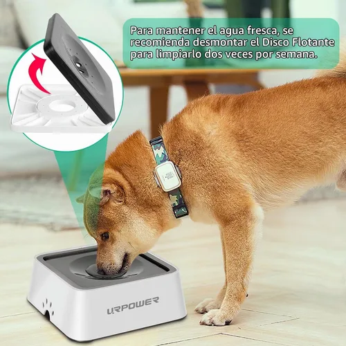 Vista 5 de URPOWER Tazón de agua para perros de 2.5L 85oz de gran capacidad; dispensador de agua para mascotas sin derrames, alimentador lento a prueba