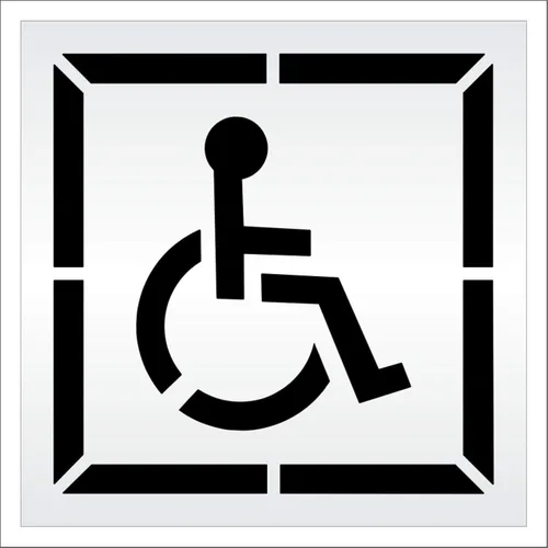 Vista 4 de Plantilla de estacionamiento – 30 pulgadas – Plantilla para discapacitados con borde (carrera de 3 pulgadas) – 42 x 42 x 1/8 pulgadas (128 mil)