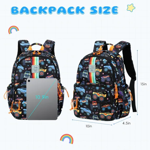 Vista 95 de CAMTOP - Conjunto de mochila y lonchera con estampados divertidos para niños de preescolar y primaria), Y0058-2