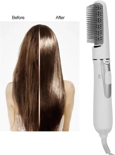 Vista 5 de Herramienta de peinado eléctrica 2 en 1 para secador de pelo, cepillo secador de pelo con peine de burlas, alisador de cabello ajustable de 3