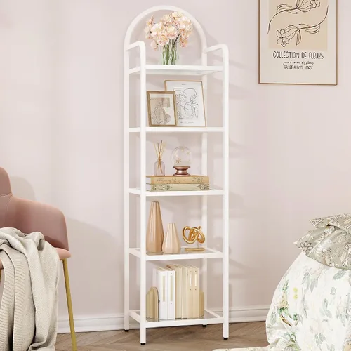 Vista 12 de Hzuaneri Estantería de vidrio templado, estantería delgada para dormitorio, baño, oficina en casa, marco de acero, negro de 6 niveles BC10601B