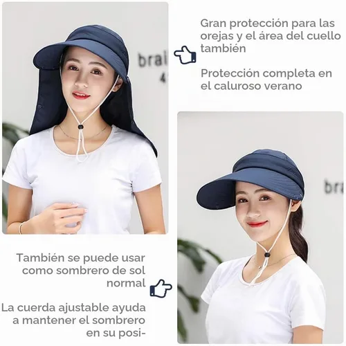 Vista 5 de Sombrero de ala ancha – Multifuncional UPF 50 protección cubo pesca sombrero sombrero gorra Aguamarina
