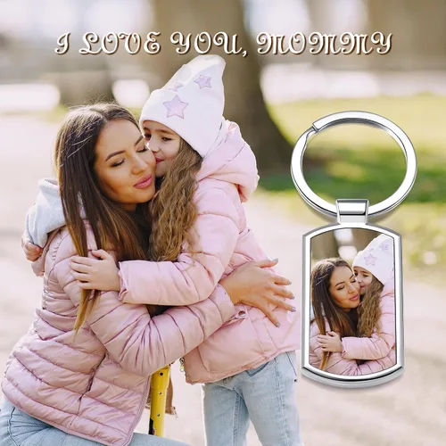 Vista 2 de AllerPierce Llavero personalizado personalizado con impresión de foto, llavero con imagen grabada, texto, regalos, Colgante rectangular