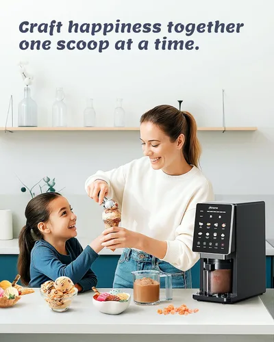 Vista 7 de Alcarin Máquina Eléctrica para Hacer Helado Casero, Golosina Congelada, Gelato, Yorgurt, Sorbete, Mezcla y Más, 10 Programas de un Solo Toque con 3