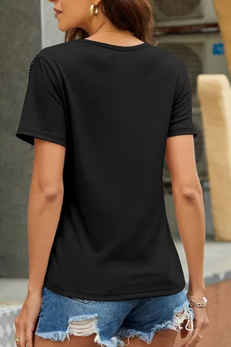 Vista 3 de PESION Camisas de manga corta con flecos para mujer, blusa con ribete de borlas