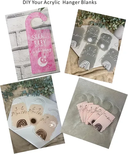 Vista 2 de 5 perchas acrílicas en blanco, colgador personalizado para niños, divisor de ropa acrílico liso para bricolaje, organizador de armario para niños