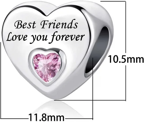 Vista 2 de KunBead Birthday Pink Heart I Love You Forever Bead Charms Compatible with Pandora Bracelets for Dad Wife Granddaughter Mom Daughter Nan Auntie