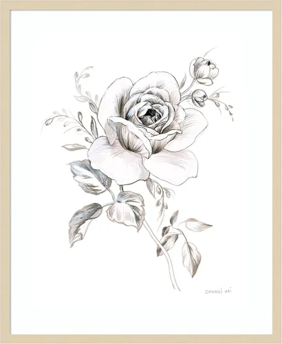 Vista 11 de Amanti Art Impresión artística enmarcada para pared, 21 x 17 pulgadas, cuaderno de bocetos Garden IX BW por Danhui Nai, arte de pared de flores