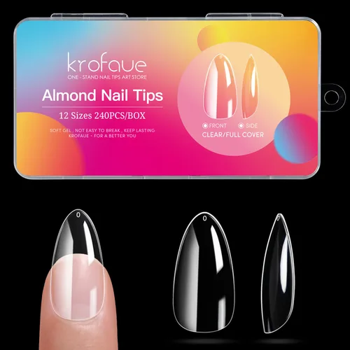 Vista 12 de Krofaue Uñas postizas con punta francesa: uñas cuadradas cortas a presión Puntas de uñas cuadradas francesas mate