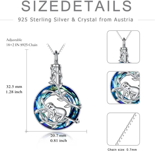 Vista 4 de POPKIMI Sloths Gifts for Women S925 Sterling Silver Sloth Pendant Necklace Memorial Jewelry Gifts Birthday Christmas