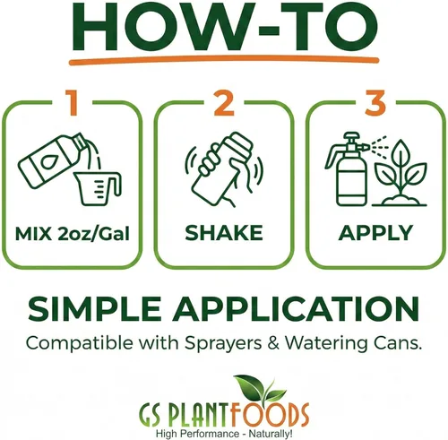 Vista 5 de GS Plant Foods Fertilizante Líquido de Kelp – Adecuado para Cultivo Orgánico, Concentrado de Algas Marinas Listado por OMRI para Césped, Jardines