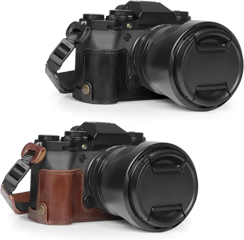 Vista 6 de MegaGear Ever Ready - Funda de piel auténtica compatible con Fujifilm X-T5, color negro
