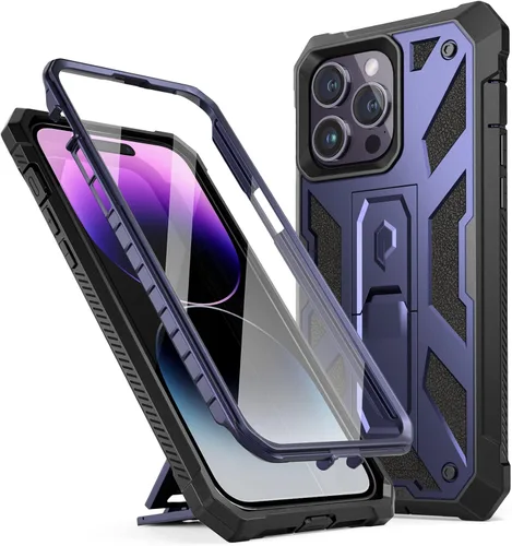 Vista 8 de Poetic Funda compatible con iPhone 14 Pro Max, funda Spartan para iPhone 14 Pro Max, textura de cuero resistente a prueba de golpes, con protector