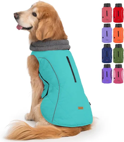 Vista 17 de EMUST Abrigos de invierno para perro, ropa de forro polar para mascotas para clima frío, estilo británico, chaqueta cálida a prueba de viento