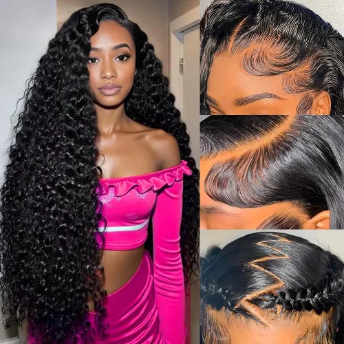 Vista 19 de Pelucas de cabello humano con encaje frontal de 13 x 4 pulgadas con cabello de bebé para mujeres negras, densidad del 220 %, pelucas de encaje 220%