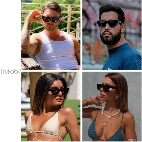 Vista 2 de Gafas de sol cuadradas gruesas de moda para mujeres y hombres, gafas rectangulares retro vintage
