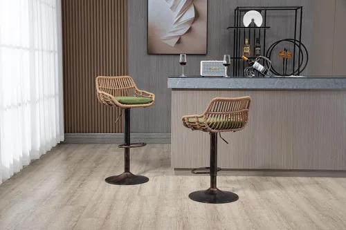 Vista 6 de Juego de 2 taburetes de bar giratorios con reposapiés ajustables para cocina, comedor, 2