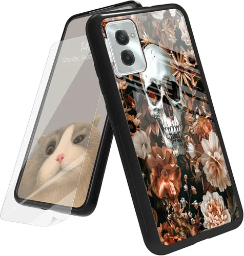 Vista 137 de Funda para Motorola Moto G Play 4G 2024 con protector de pantalla, parte trasera de vidrio templado + funda de silicona suave TPU absorción