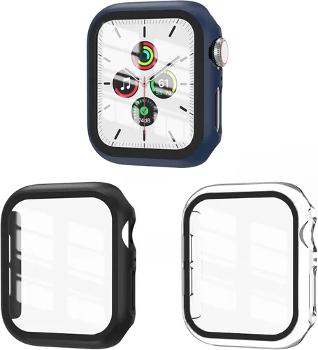 Vista 12 de Juego de 3 fundas compatibles con Apple Watch SE 3 Series 6/5/4 de 40 mm con protector de pantalla de vidrio templado, cubierta protectora