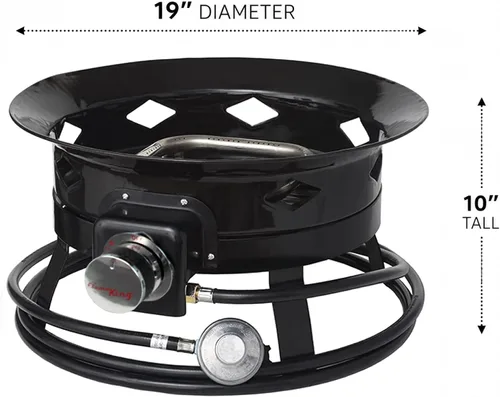 Vista 4 de Flame King Fogata de propano sin humo, cuenco de fuego portátil de 19 pulgadas, 58 K BTU con autoencendedor, cubierta y correas de transporte