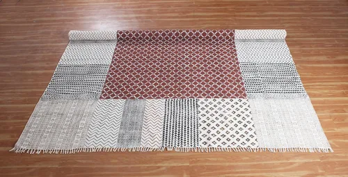 Vista 6 de Runner - Alfombra de área de algodón marrón de 2.6 x 8 pulgadas, alfombra geométrica Kilim para interiores y exteriores, alfombra de tejido plano