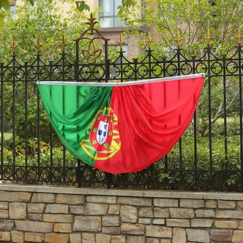 Vista 5 de Bandera de abanico plisada portuguesa portuguesa de 3 x 6 pies, 2 banderas de abanico plisadas portuguesas para interiores y exteriores
