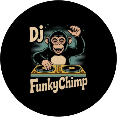 Vista 3 de DJ FunkyChimp Retro Monkey DJ Turntable Vibes PopSockets Adhesive PopGrip