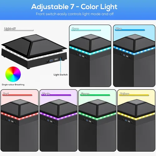 Vista 8 de Cooling Fan Dust Cover for Xbox Series X Console, Cooling System with RGB Light, 3.0&2.0 USB Port, Dust Proof Filter, Low Noise Top Fan with 3