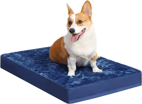 Vista 21 de KSIIA - Cama ortopédica para jaula de perro, impermeable, para perros pequeños, de felpa, lavable, con espuma tipo caja de huevo y funda Negro