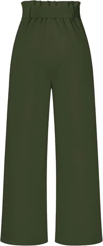 Vista 6 de ebossy Pantalones palazzo elásticos de cintura alta para mujer, pierna ancha, casual, elegante, para negocios, fiesta, pantalones largos con cinturón