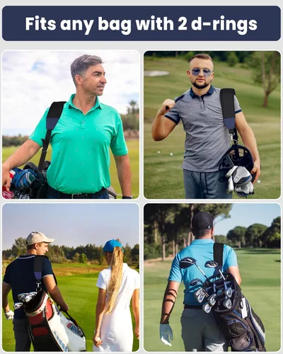 Vista 7 de BIG TEETH Correa para bolsa de golf, correa de hombro acolchada única, correas ajustables gruesas de repuesto universal de liberación rápida Negro