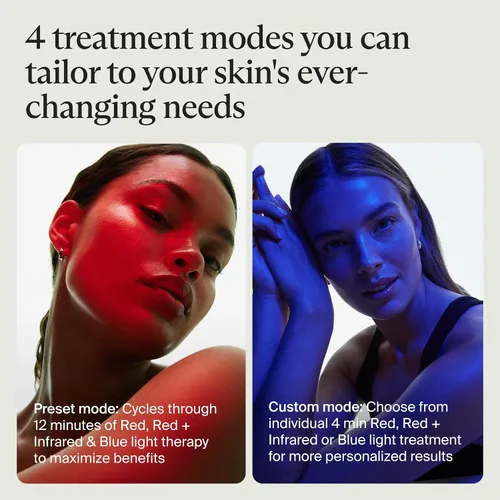 Vista 6 de TheraFace Therabody Mask Glo - Mascarilla LED inalámbrica para el cuidado de la piel con luz roja/azul/infrarroja y masaje relajante para el cuero