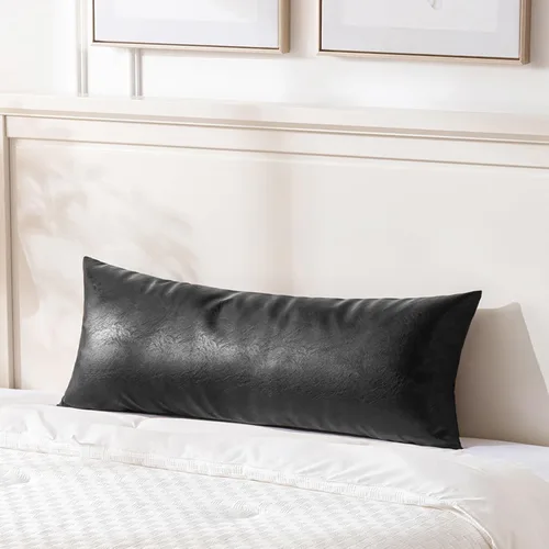 Vista 9 de Fancy Homi - Paquete de 2 fundas de almohada decorativas negras estilo boho de cuero sintético de 16 x 16 pulgadas para sala de estar, sofá, cama
