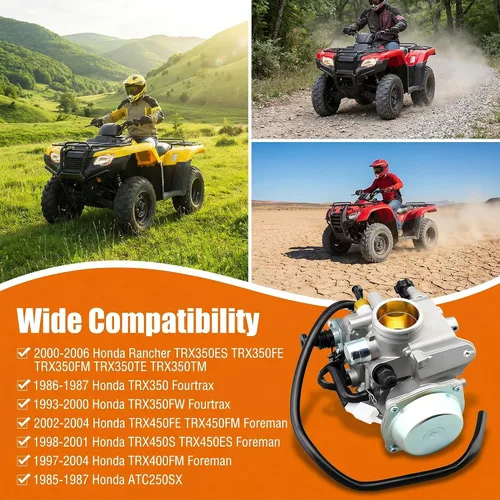 Vista 6 de Repuesto de carburador TRX350 para Honda Rancher 350 TRX350TM TRX350TE 350ES 350FE 350FMTE 2000-2006 ATV de 4 tiempos con cubierta de base negra