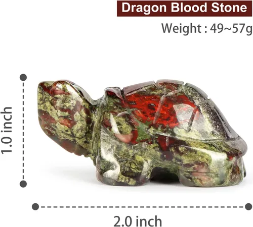 Vista 3 de Figuras de tortuga de cristal de 2 pulgadas, piedra de sangre de dragón, estatua de animal curativo, escultura de piedras preciosas de bolsillo