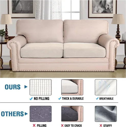Vista 382 de H.VERSAILTEX Fundas de Cojín de Asiento Individuales Super Elásticas Fundas de Sofá Fundas de Cojín de Sofá Fundas Deslizables Juegos Tela de Sarga